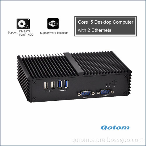 Cheap Dual Display Rs232 Mini Pc i5 Fanless product Industrial Computer